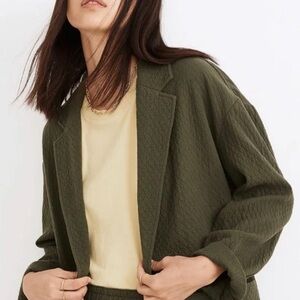 Madewell quilted green blazer jacket EUC